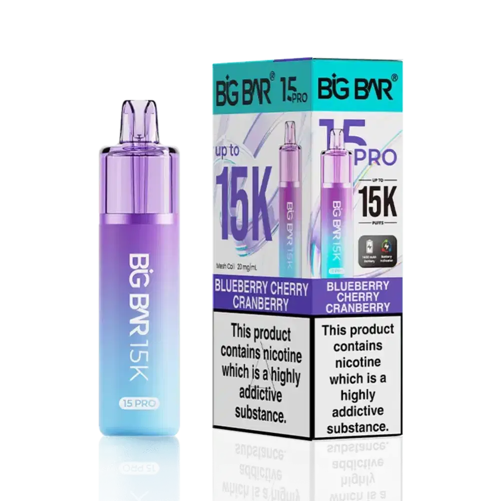 Big Bar Pro 15k Vape Kit Box of 5 Blueberry Cherry Cranberry