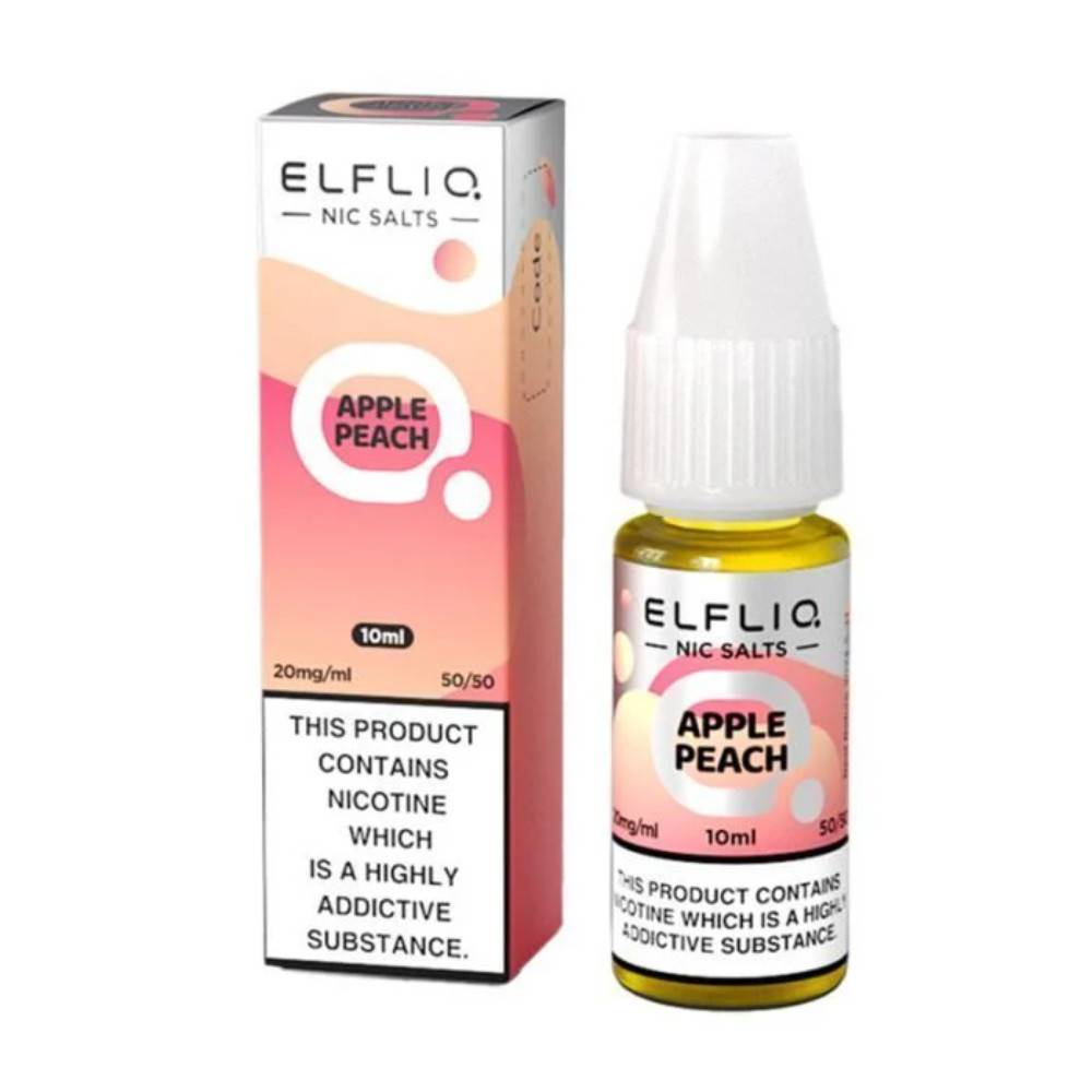 Elf Bar Elfliq Nic Salt E-Liquids 10ml Box of 10 Apple Peach 10mg