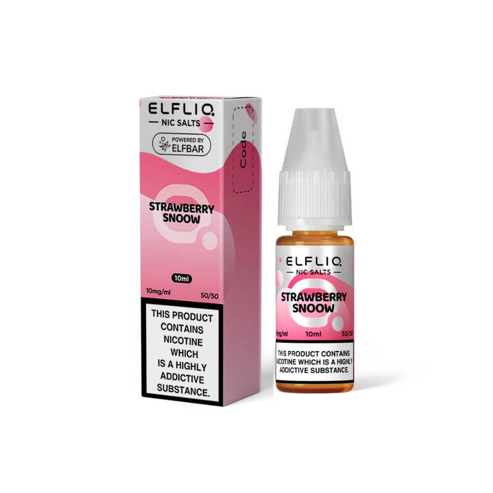 Elf Bar Elfliq Nic Salt E-Liquids 10ml Box of 10 Strawberry Snoow 10mg