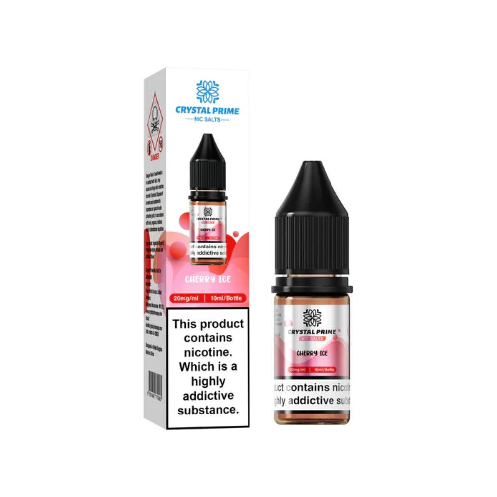Crystal Prime Nic Salts E-Liquids 10ml Box of 10 Cherry Ice 20mg