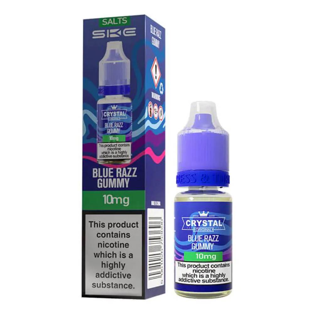 Ske Crystal Nic Salts E-Liquids 10ml Box of 10 Blue Razz Gummy 10mg