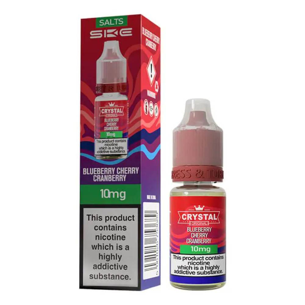 Ske Crystal Nic Salts E-Liquids 10ml Box of 10 Blueberry Cherry Cranberry 10mg