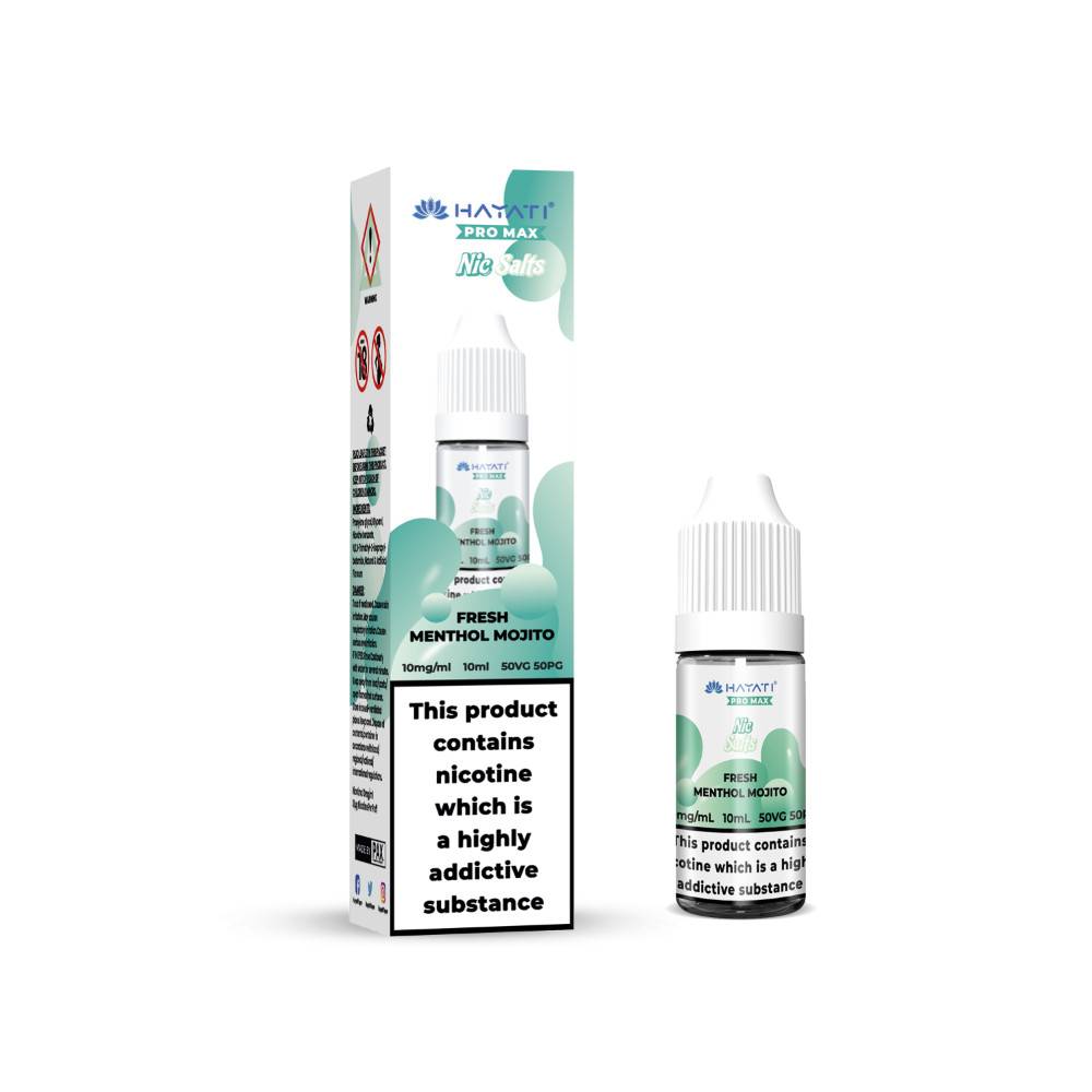 Hayati Pro Max Nic Salts E-Liquids 10ml Box of 10 Fresh Menthol Mojito 10mg