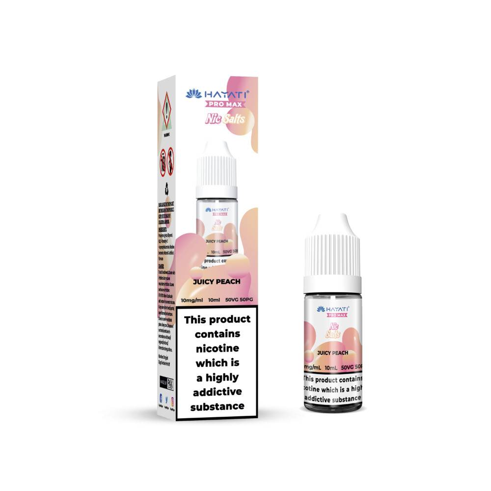 Hayati Pro Max Nic Salts E-Liquids 10ml Box of 10 Juicy Peach 20mg