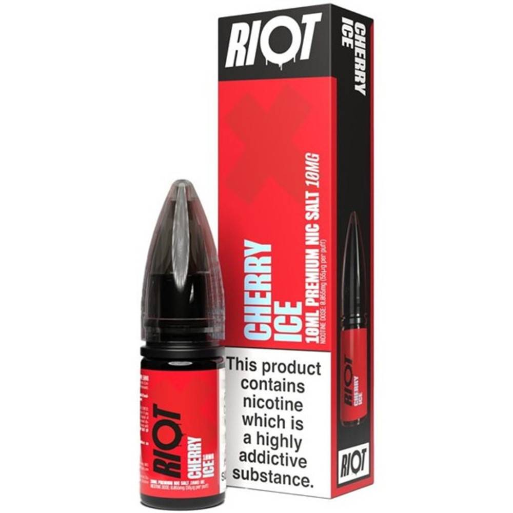 Riot X Nic Salts e liquids 10ml Box of 10 Cherry Ice 20mg