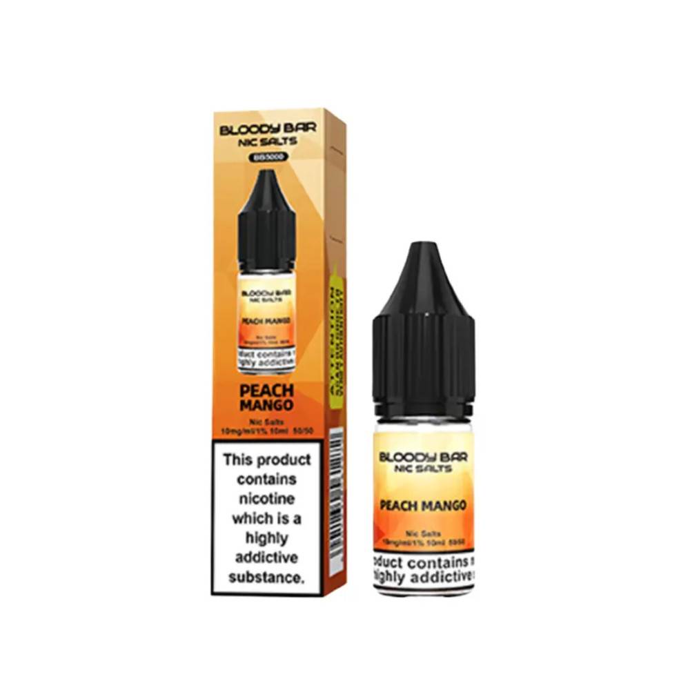 Bloody Bar Nic Salts e liquids 10ml Box of 10 Peach Mango 20mg