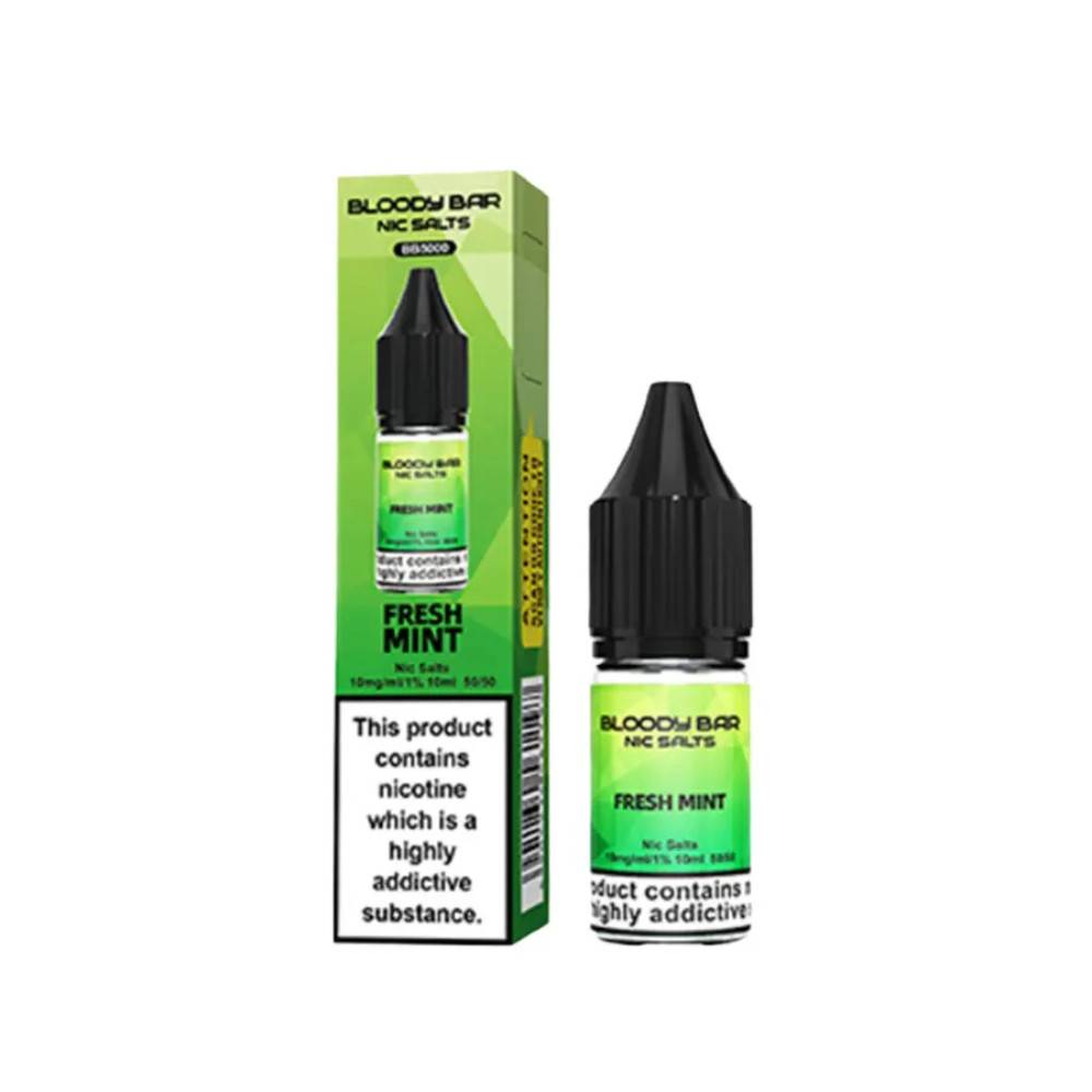 Bloody Bar Nic Salts e liquids 10ml Box of 10 Fresh Mint 20mg