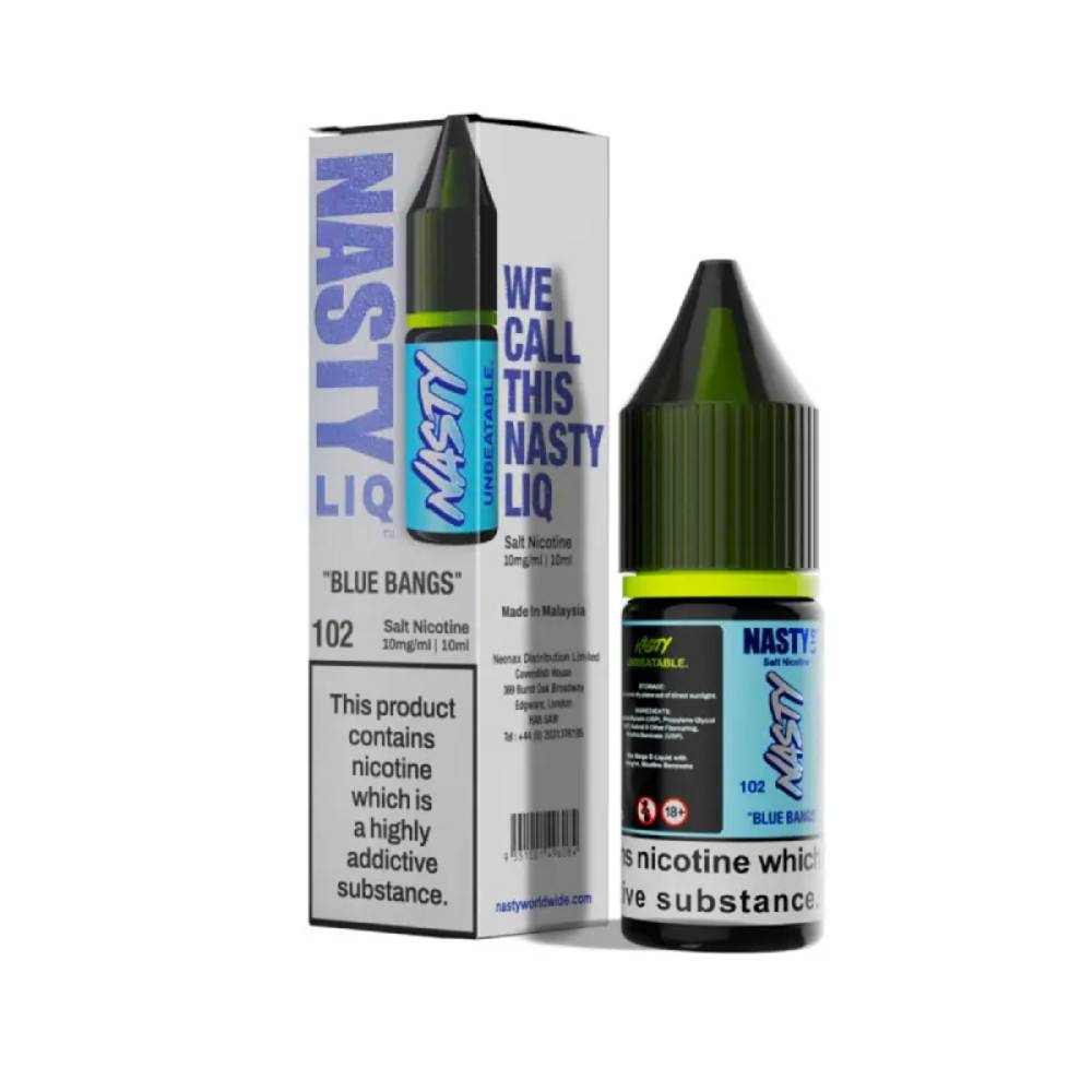Nasty Liq Nic Salts e liquids 10ml Box of 10 Blue Bangs 20mg
