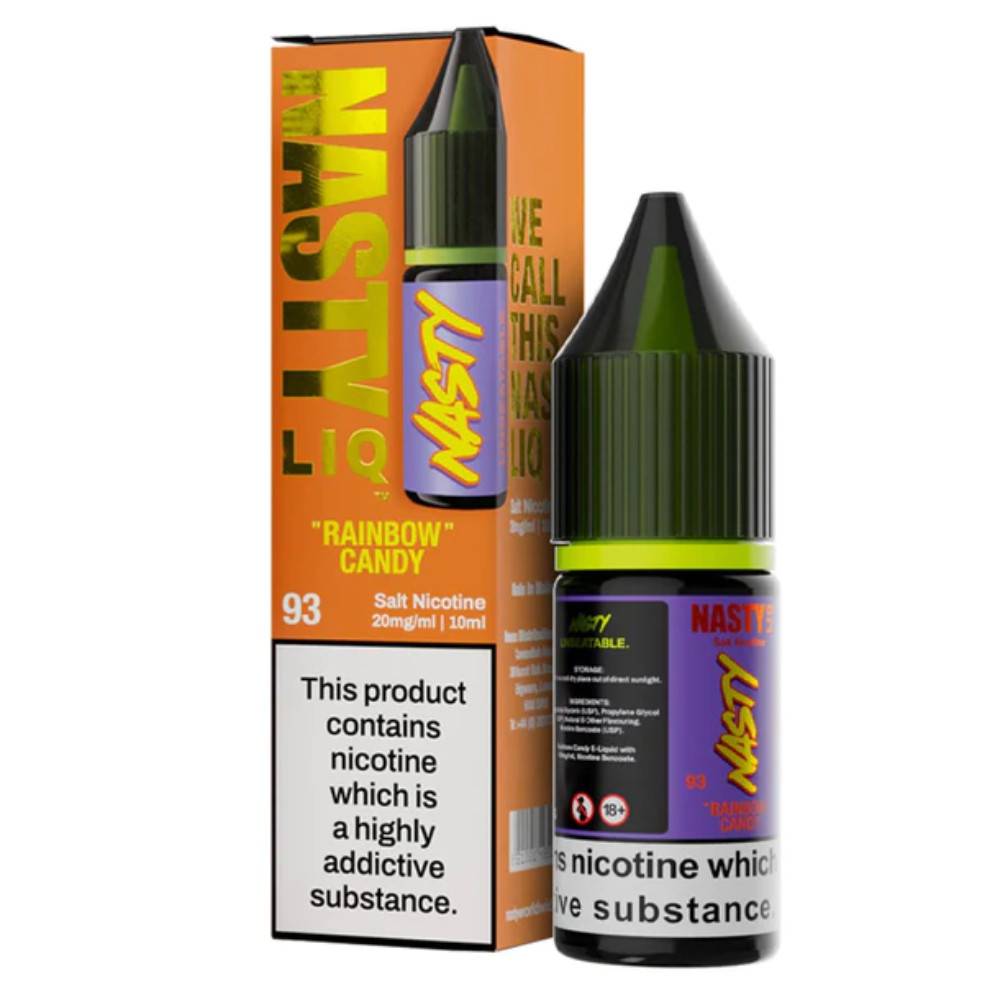 Nasty Liq Nic Salts e liquids 10ml Box of 10 Rainbow Candy 10mg