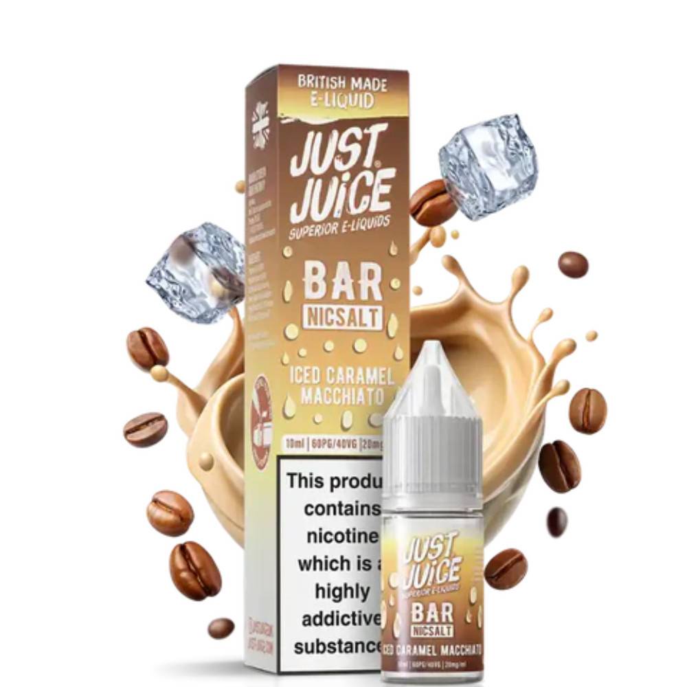 Just Juice Bar Nic Salts e liquids 10ml Box of 10 Iced Caramel Macchiato 20mg