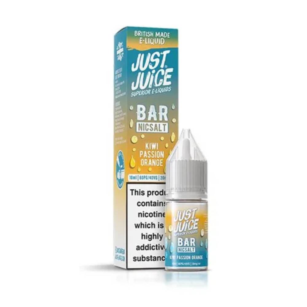 Just Juice Bar Nic Salts e liquids 10ml Box of 10 Kiwi Passionfruit Orange 10mg