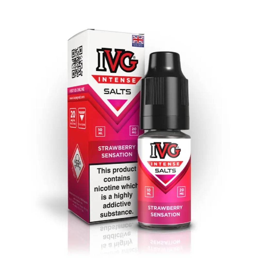 IVG Intense Nic Salts e liquids 10ml Box of 10 Strawberry Sensations 20mg