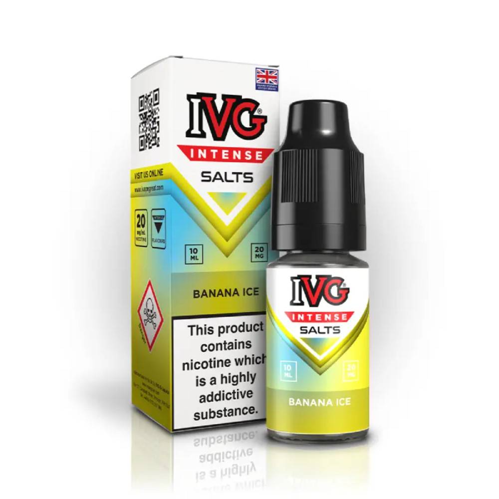 IVG Intense Nic Salts e liquids 10ml Box of 10 Banana Ice 10mg