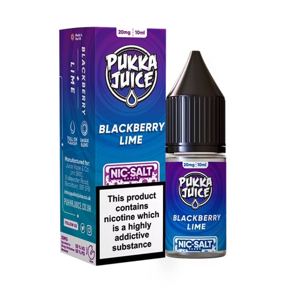 Pukka Juice Nic Salts e liquids 10ml Box of 10 Blackberry Lime 20mg
