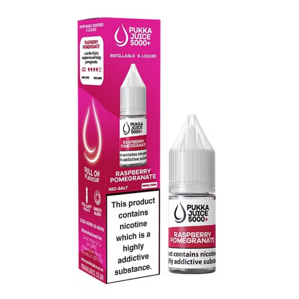 Pukka Juice 5000+ Nic Salts e liquids 10ml Box of 10 Raspberry Pomegranate 20mg