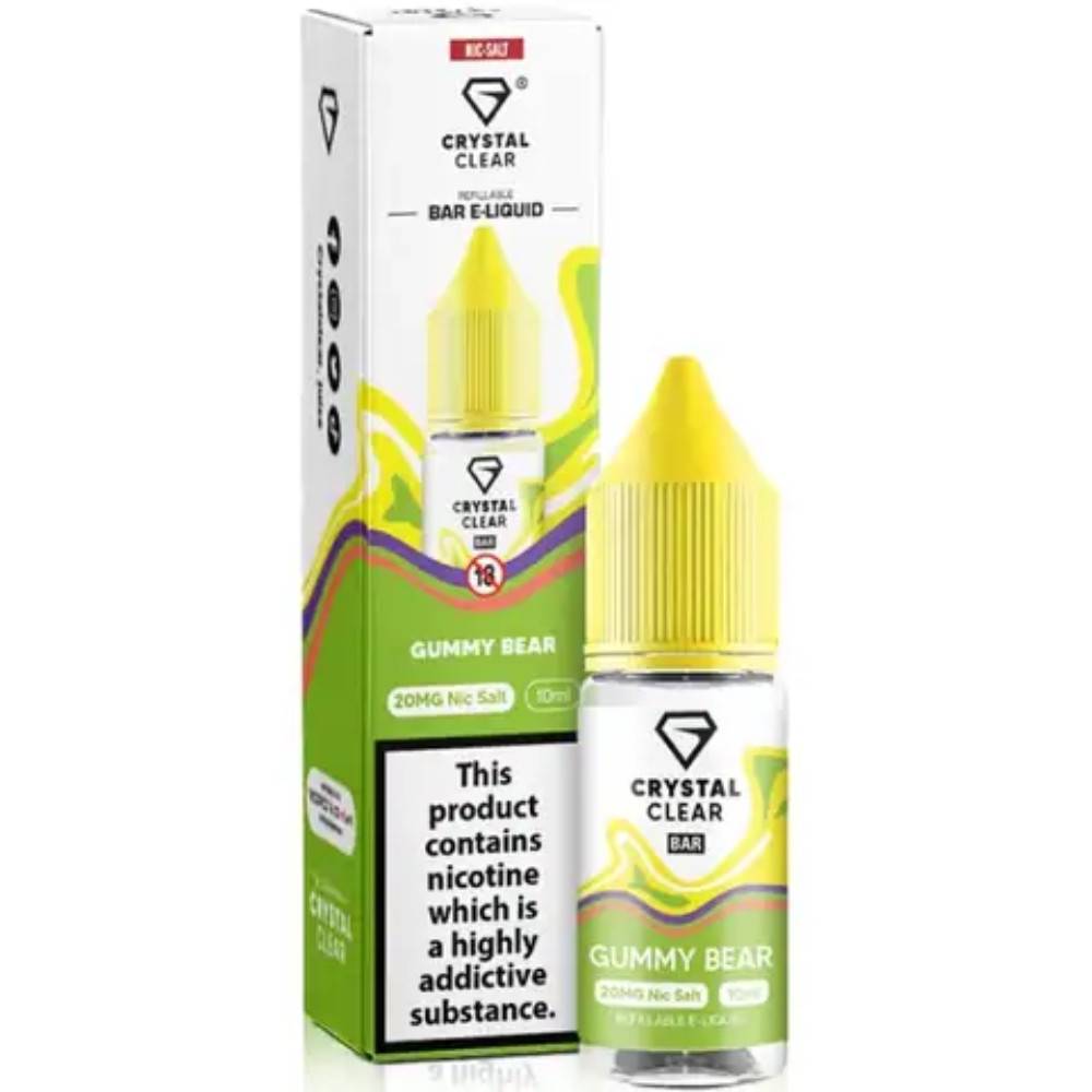 Crystal Clear Nic Salts e liquids 10ml Box of 10 Gummy Bear 10mg