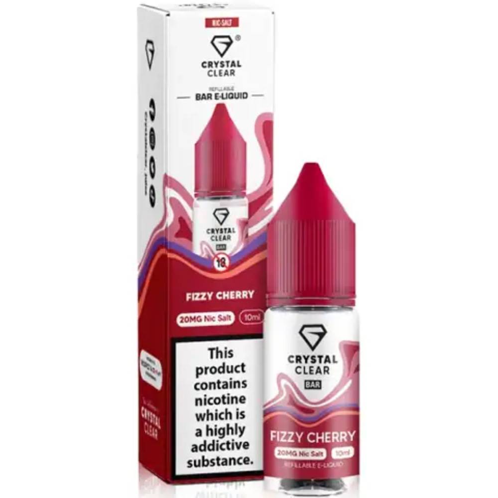 Crystal Clear Nic Salts e liquids 10ml Box of 10 Fizzy Cherry 20mg