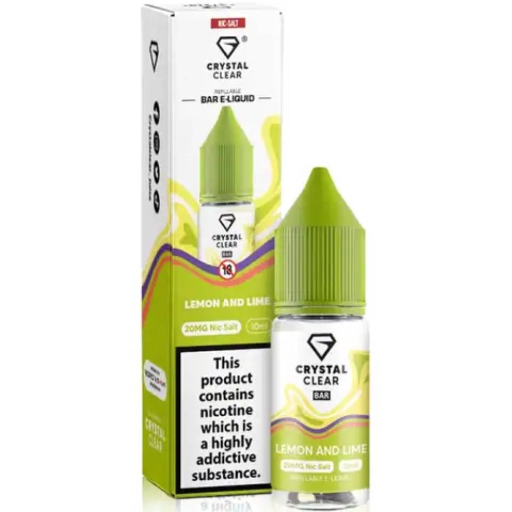Crystal Clear Nic Salts e liquids 10ml Box of 10 Lemon Lime 20mg