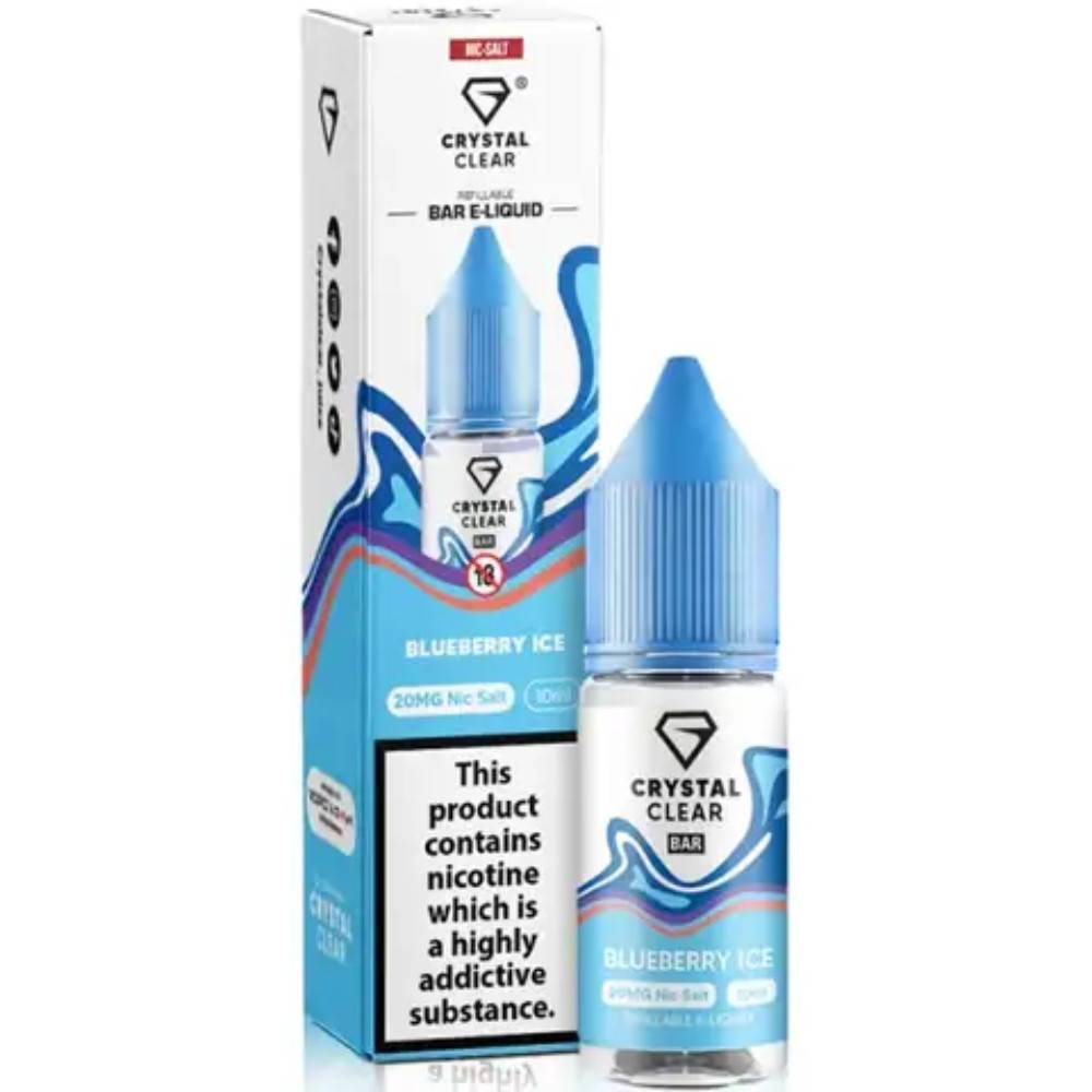 Crystal Clear Nic Salts e liquids 10ml Box of 10 Blueberry Ice 20mg