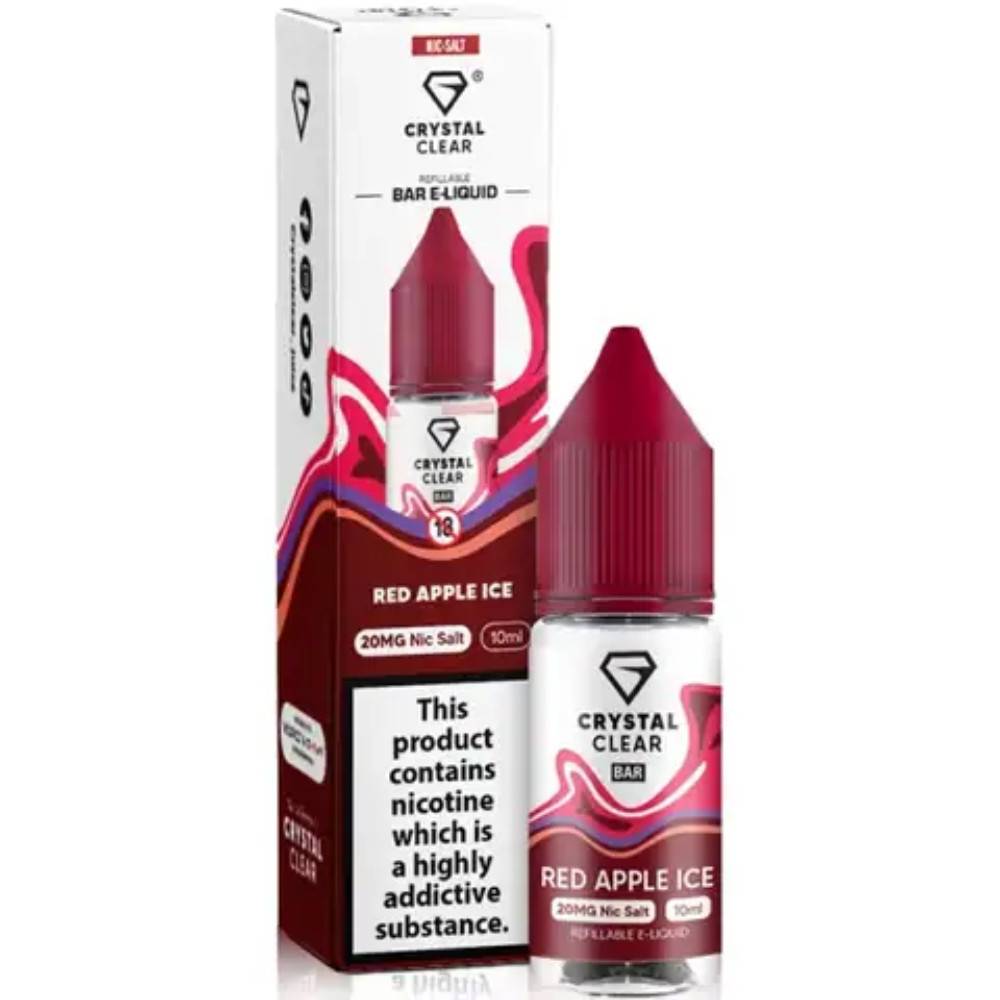 Crystal Clear Nic Salts e liquids 10ml Box of 10 Red Apple Ice 20mg