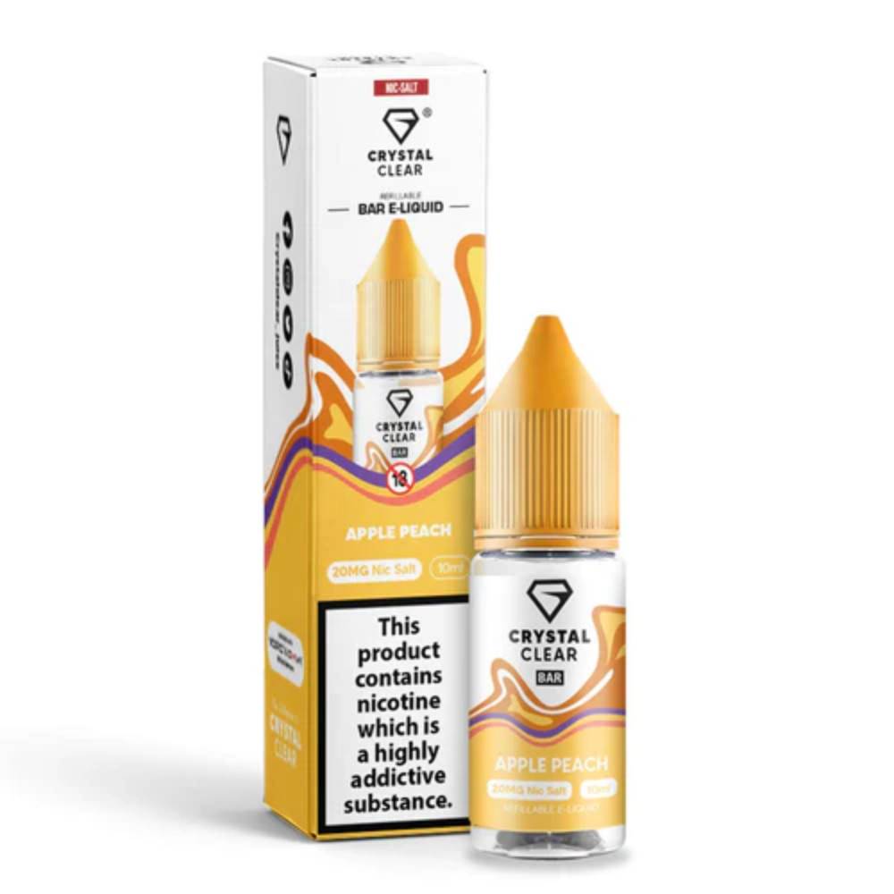 Crystal Clear Nic Salts e liquids 10ml Box of 10 Apple Peach 20mg