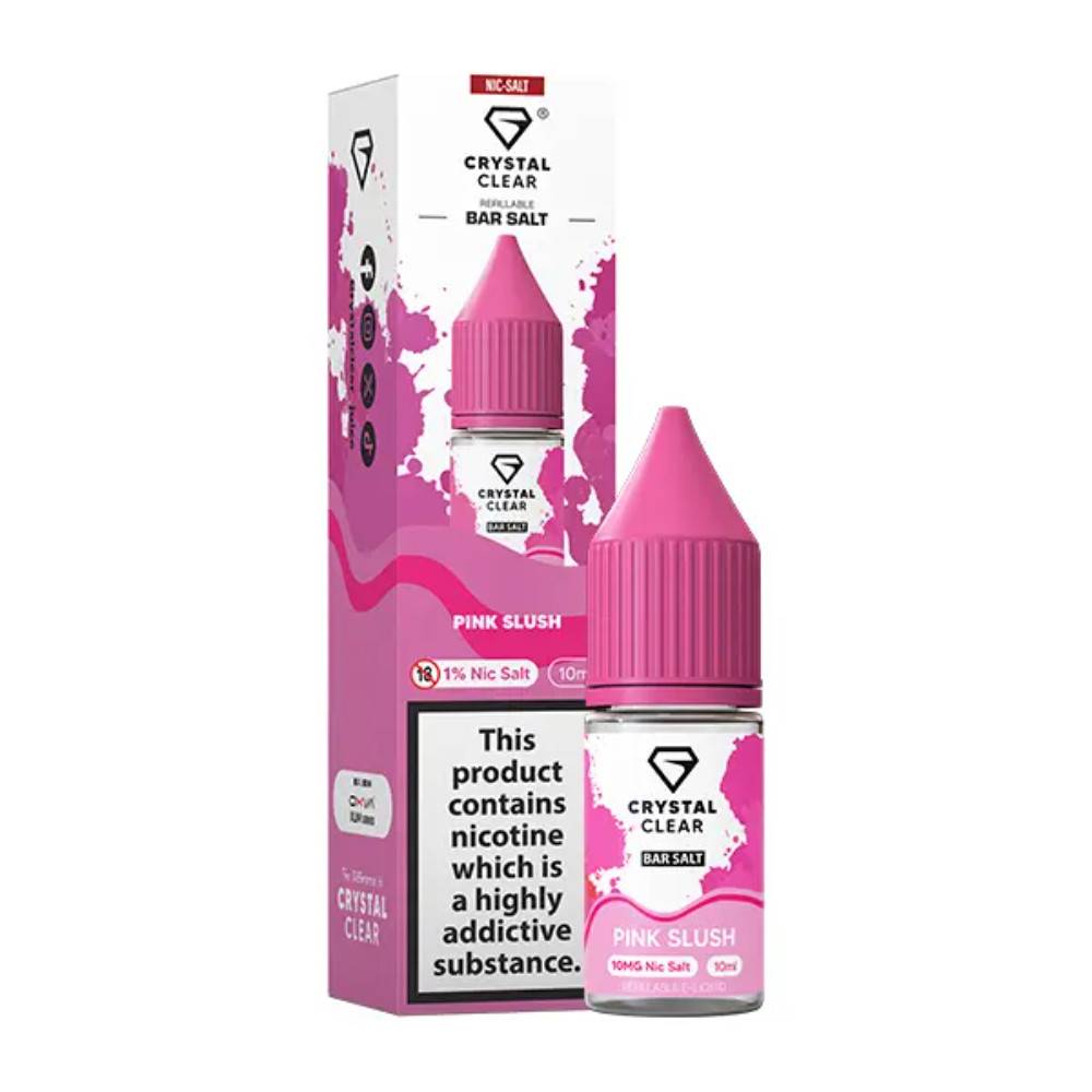 Crystal Clear Nic Salts e liquids 10ml Box of 10 Pink Slush 10mg