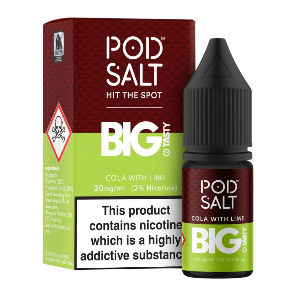 Pod Salt Fusions Nic Salts e liquids 10ml Box of 5 Big Tasty - Cola Lime 11mg