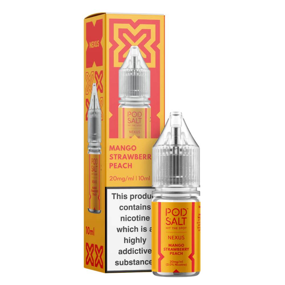 Pod Salt Nexus e liquids 10ml Box of 10 Mango Strawberry Peach 20mg