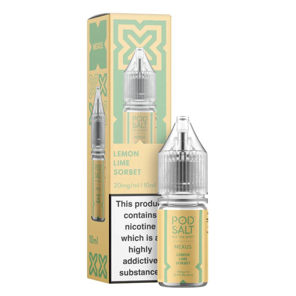 Pod Salt Nexus e liquids 10ml Box of 10 Lemon Lime Sorbet 10mg