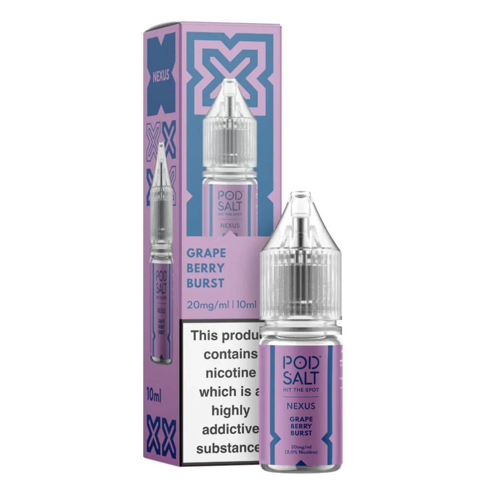 Pod Salt Nexus e liquids 10ml Box of 10 Grape Berry Burst 10mg