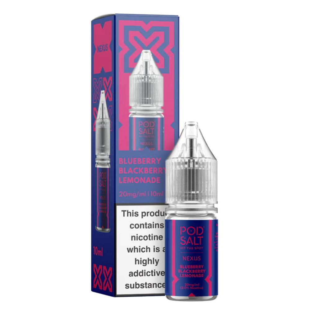 Pod Salt Nexus e liquids 10ml Box of 10 Blueberry Blackberry Lemonade 20mg
