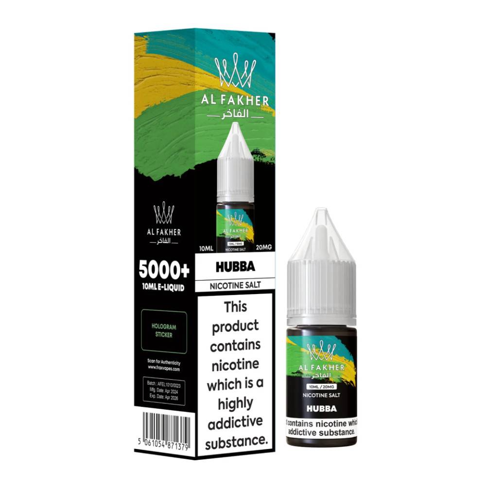 Al Fakher Nic Salts e liquids 10ml Box of 10 Hubba 20mg