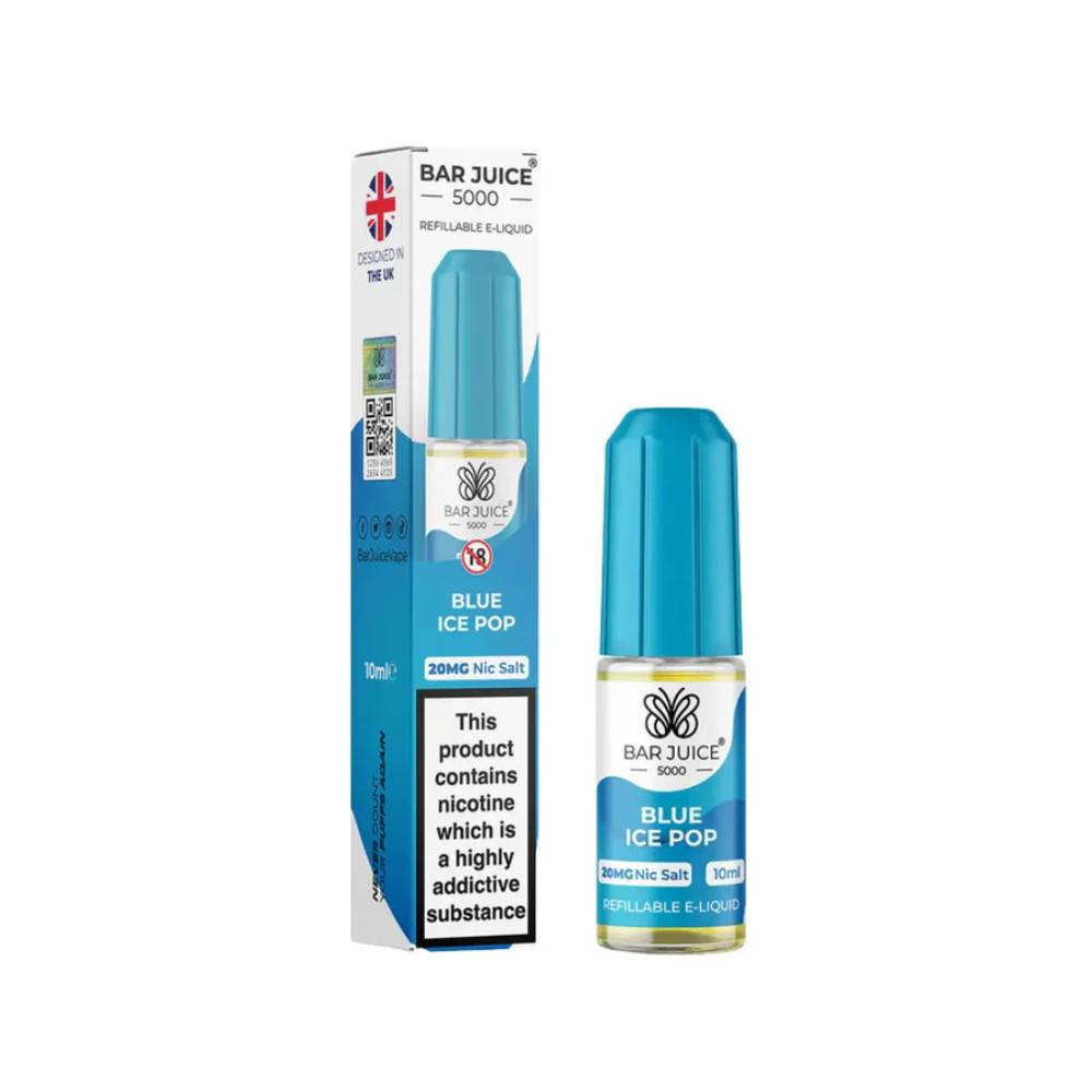 Bar Juice Nic Salts E-Liquids 10ml Box of 10 Blue Ice Pop 10mg