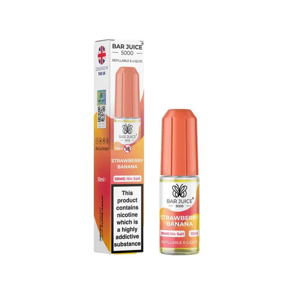 Bar Juice Nic Salts E-Liquids 10ml Box of 10 Strawberry Banana 20mg