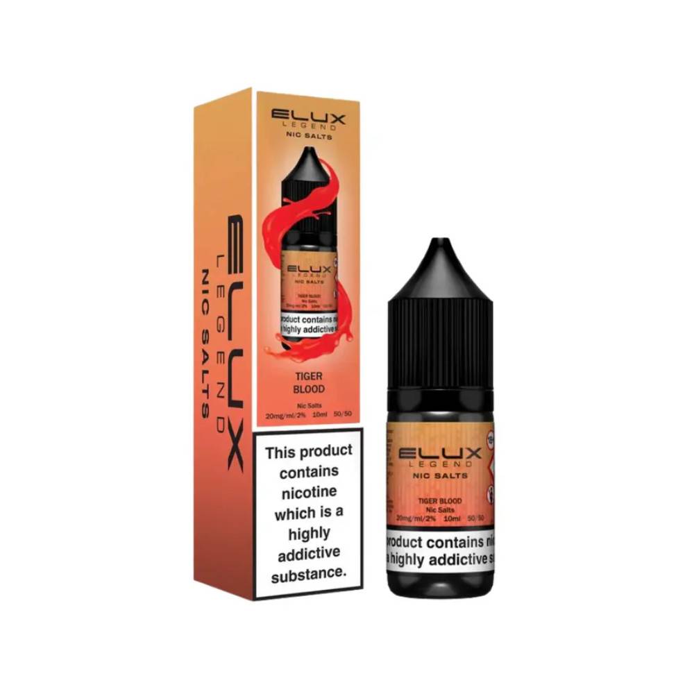 Elux Legend Nic Salts E-Liquids 10ml Box of 10 Tiger Blood 10mg