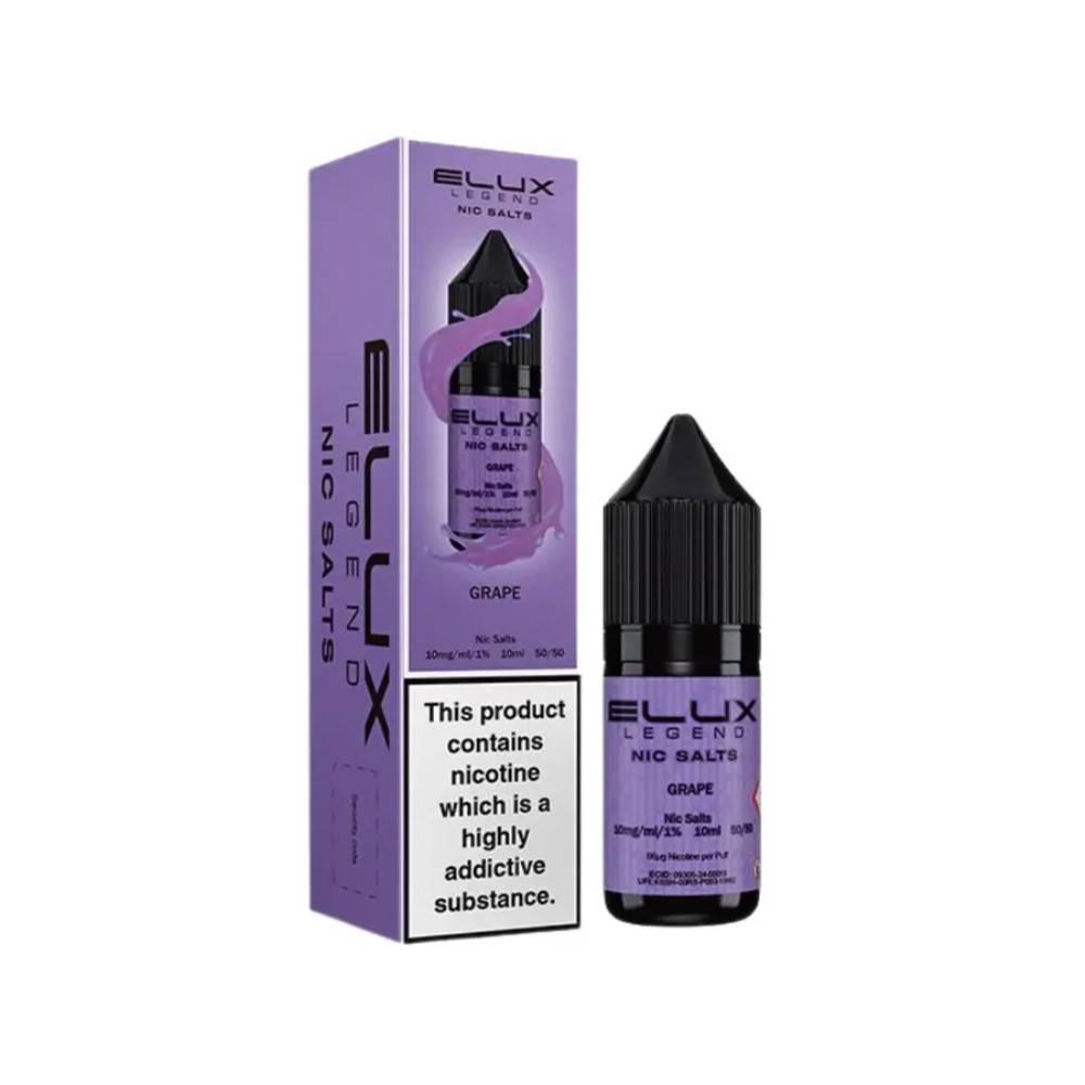 Elux Legend Nic Salts E-Liquids 10ml Box of 10 Grape 10mg
