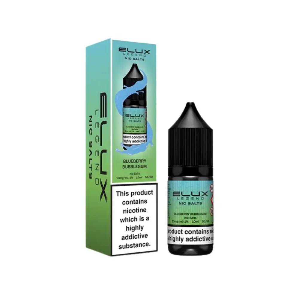Elux Legend Nic Salts E-Liquids 10ml Box of 10 Blueberry Bubble Gum 20mg