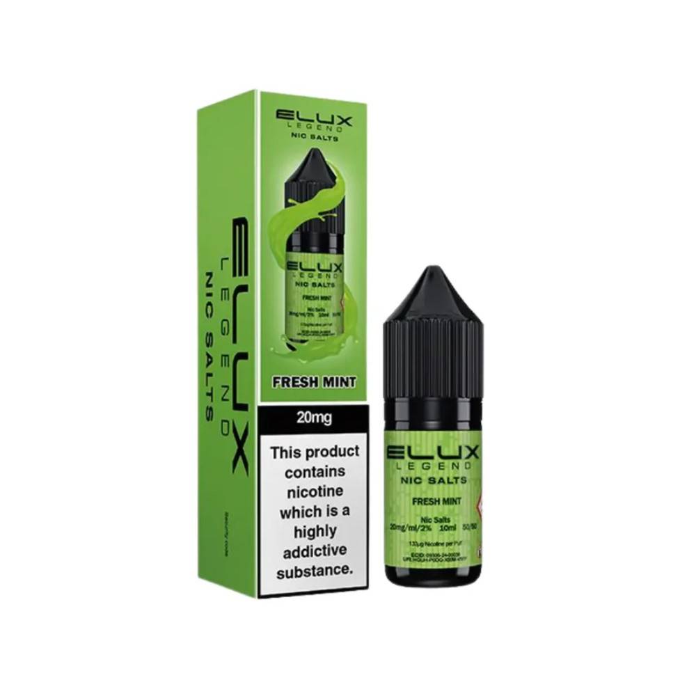 Elux Legend Nic Salts E-Liquids 10ml Box of 10 Fresh Mint 20mg