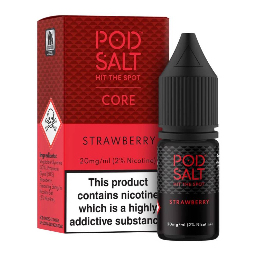 Pod Salt Core Nic Salts e liquids 10ml Box of 5 Strawberry 20mg