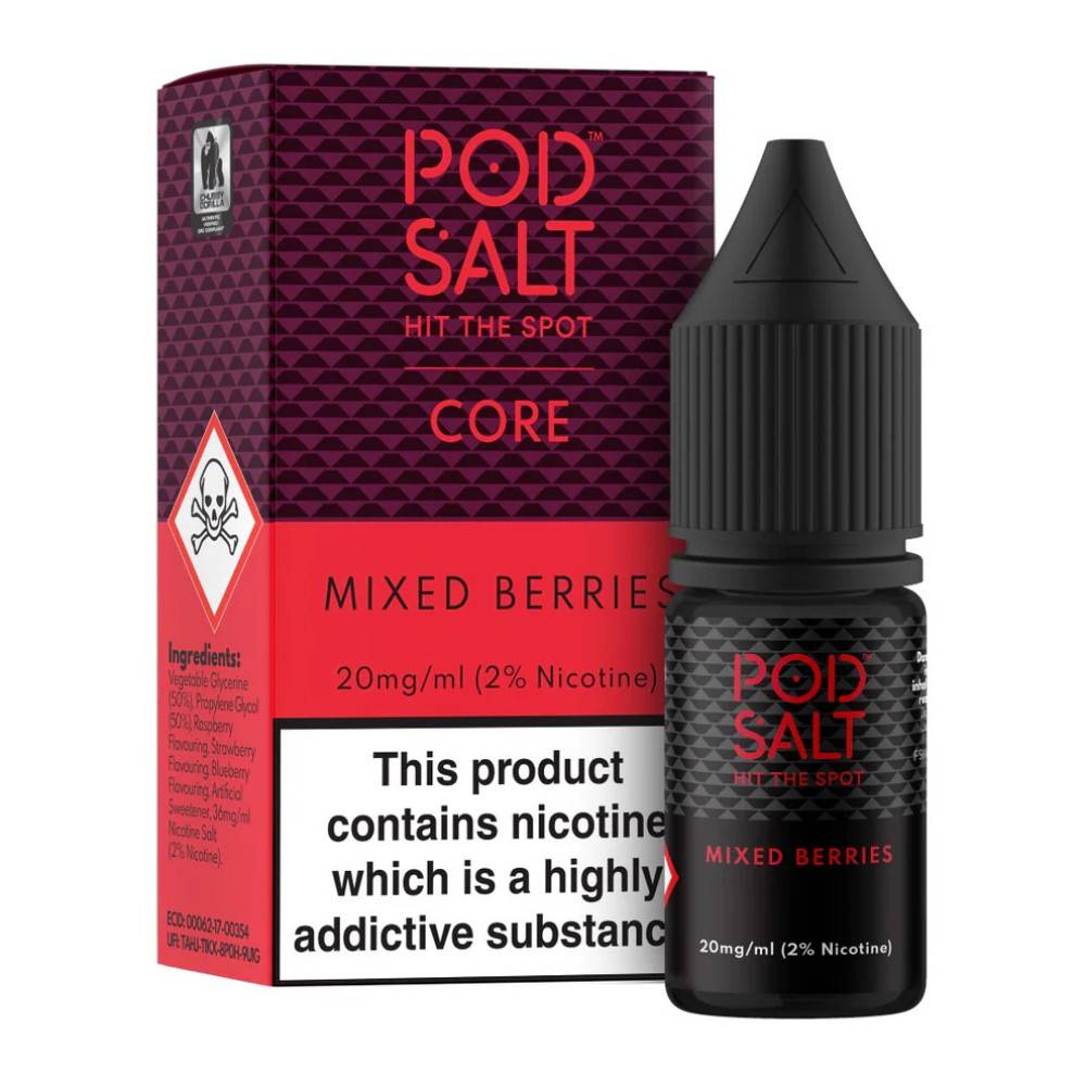 Pod Salt Core Nic Salts e liquids 10ml Box of 5 Mixed Berries 20mg