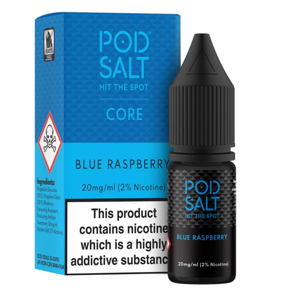 Pod Salt Core Nic Salts e liquids 10ml Box of 5 Blue Raspberry 20mg