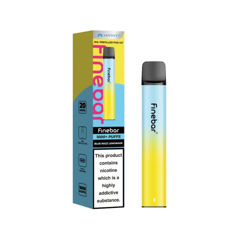 Hayati Finebar Prefilled Vape Kit Box of 10 Blue Razz Lemonade
