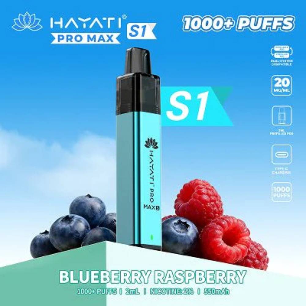 Hayati Pro Max S1 Vape Kit Box of 10 Blueberry Raspberry