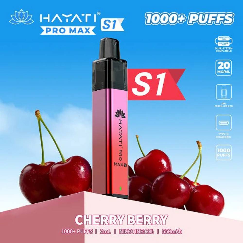 Hayati Pro Max S1 Vape Kit Box of 10 Cherry Berry