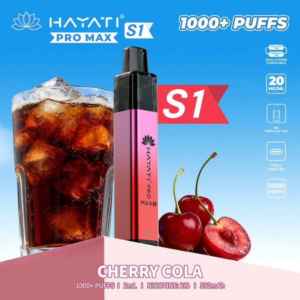 Hayati Pro Max S1 Vape Kit Box of 10 Cherry Cola