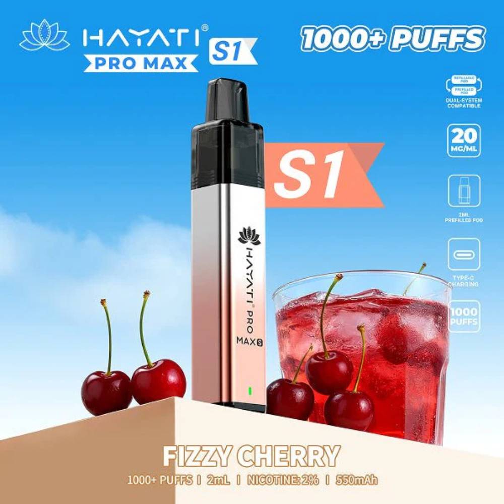 Hayati Pro Max S1 Vape Kit Box of 10 Fizzy Cherry