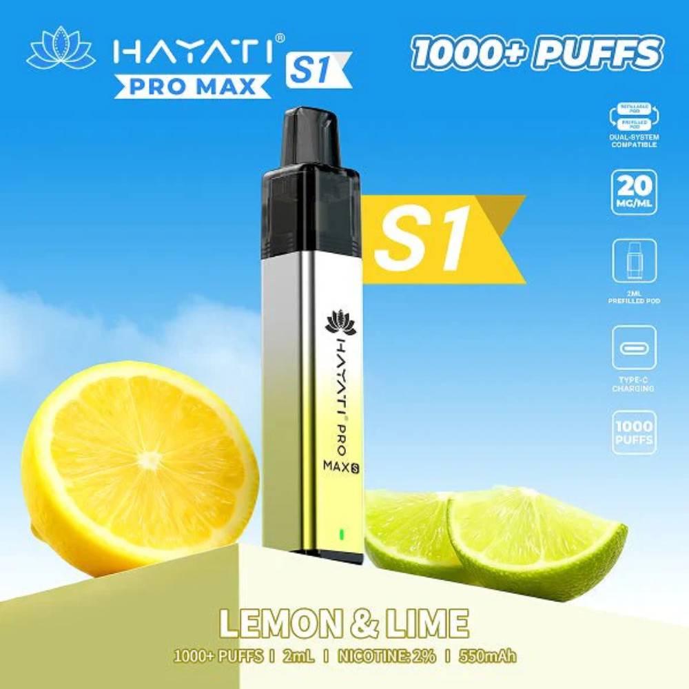 Hayati Pro Max S1 Vape Kit Box of 10 Lemon Lime