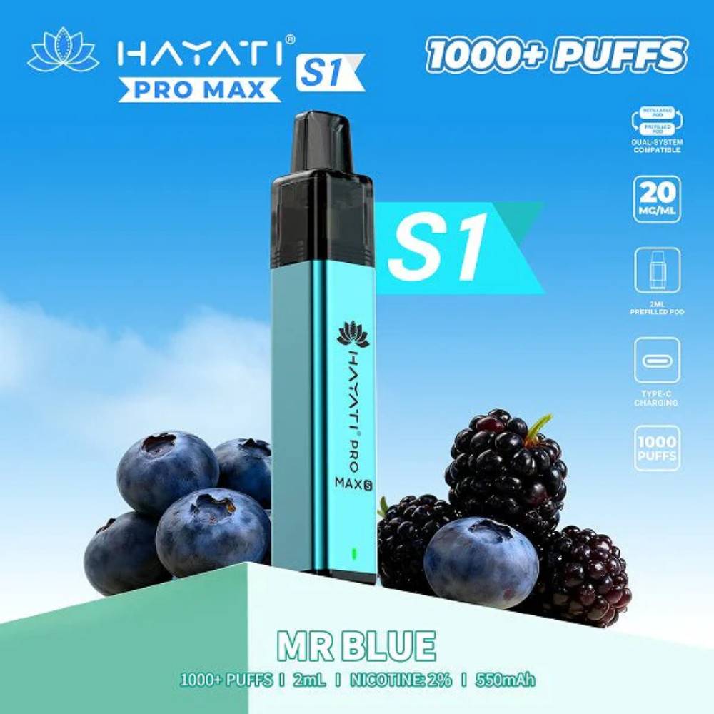 Hayati Pro Max S1 Vape Kit Box of 10 Mr Blue