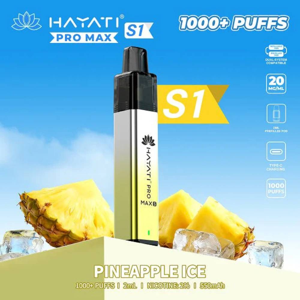 Hayati Pro Max S1 Vape Kit Box of 10 Pineapple Ice