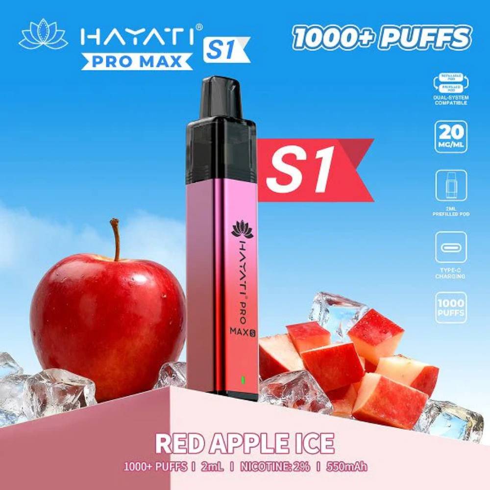 Hayati Pro Max S1 Vape Kit Box of 10 Red Apple Ice
